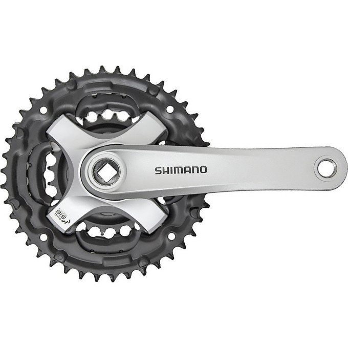 Система SHIMANO TOURNEY TY501, 175 мм, квадрат, 42/34/24, без защиты, с болтами, серебристая, без упаковки AFCTY501E244XSB